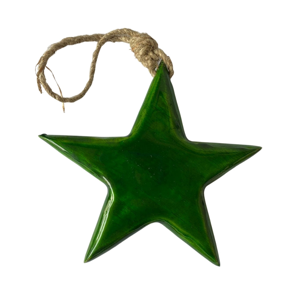 Green enamel painted Christmas star decoration