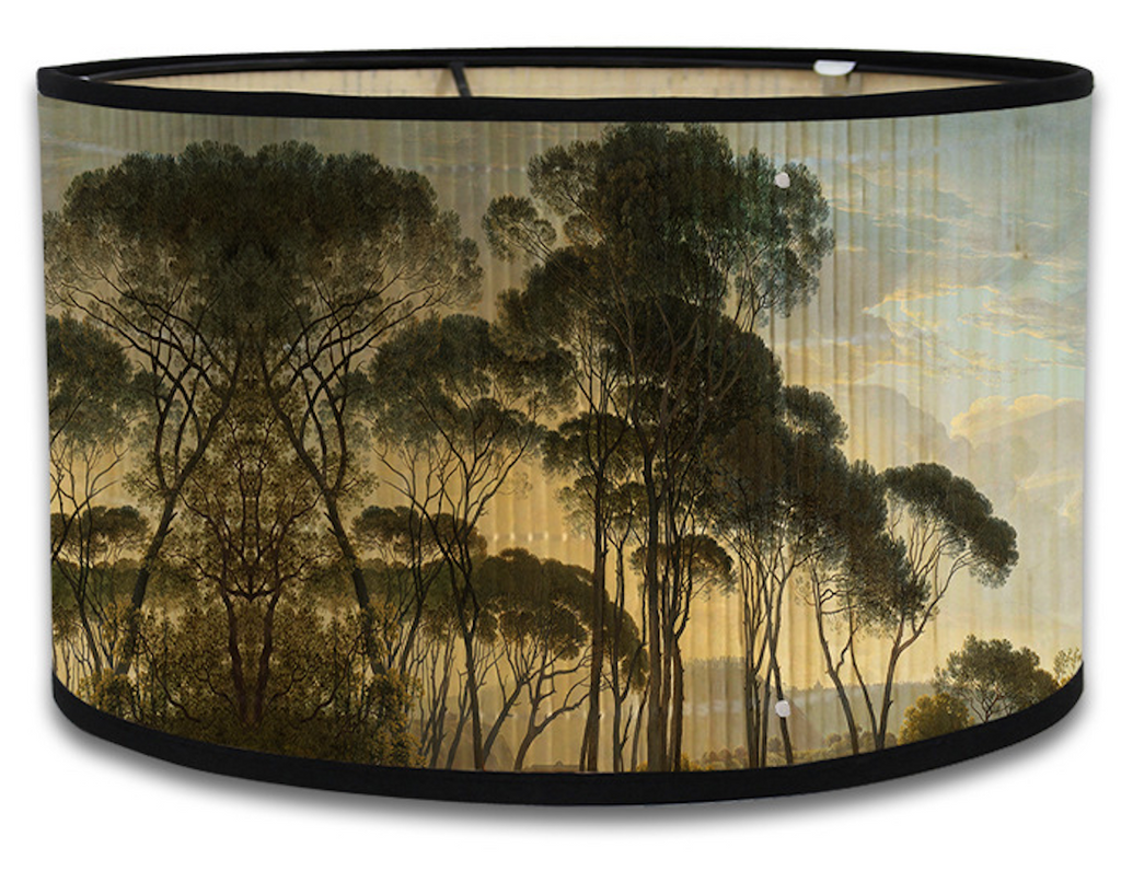 Lampshade with forest design on a white background