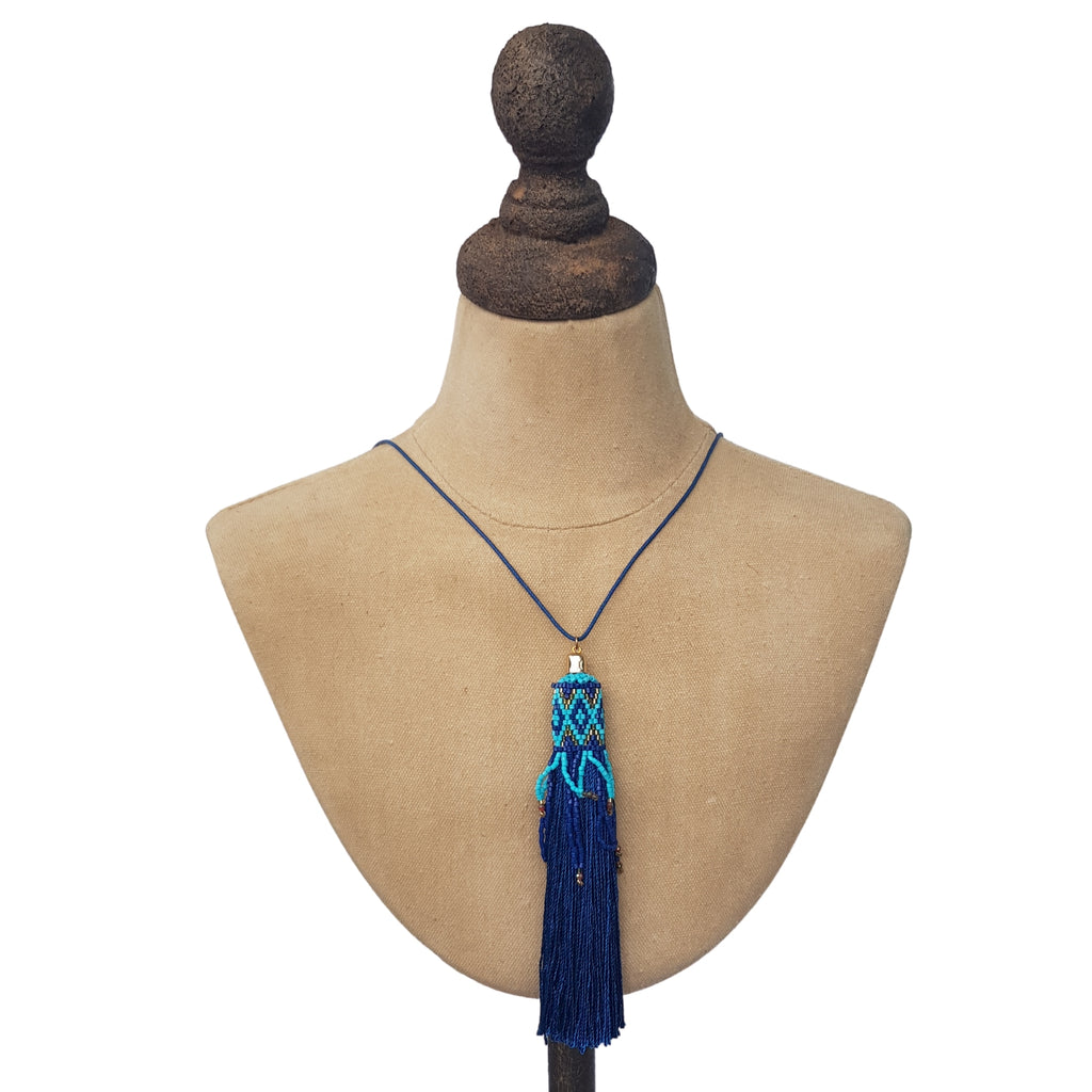 blue tassel necklace
