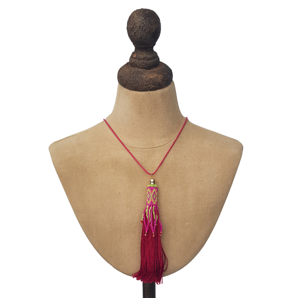 pink tassel necklace