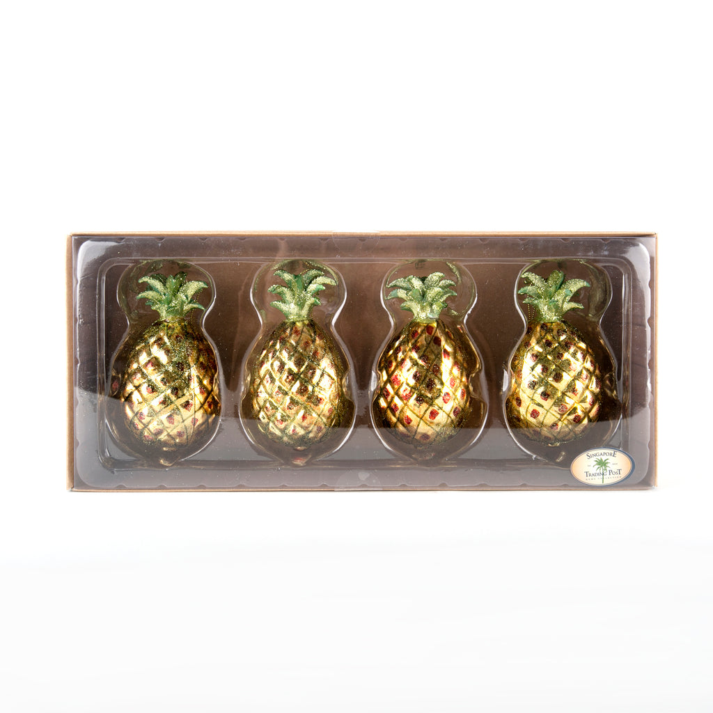 set of christmas glass pineapple baubles