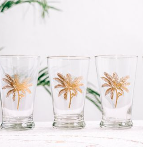 gold palm water glass